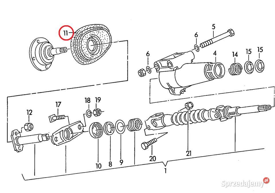 Audi 80 B4 Uszczelka Guma kolumny kierowniczej Dębica
