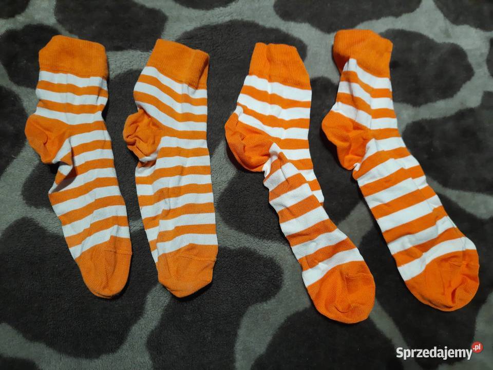 Skarpetki w paski biało pomarańczowe Calzedonia
