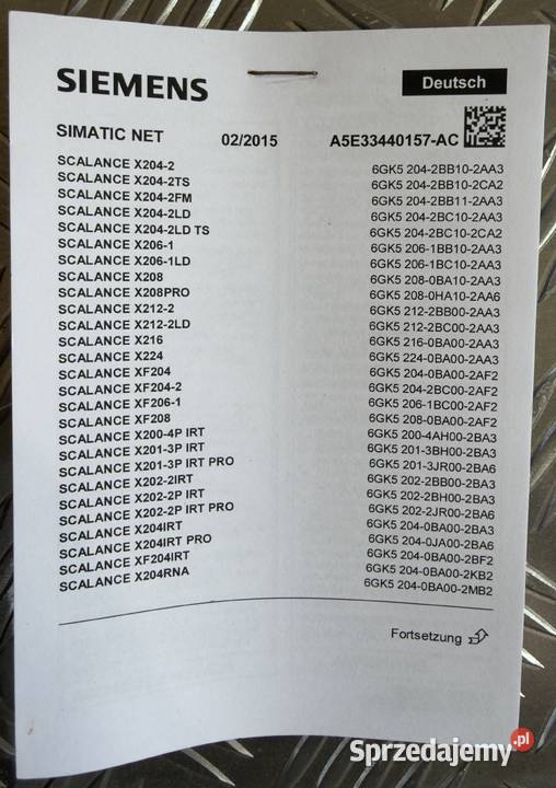 Przemysłowy Switch Ethernet Siemens SCALANCE zachodniopomorskie