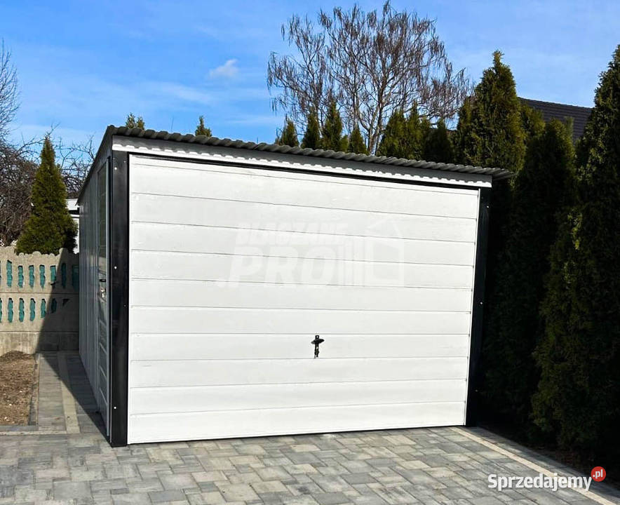 Garaż blaszany 3x5 brama uchylna drzwi Biały Turek
