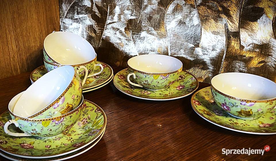 Komplet filiżanek do herbaty Chiny sygnowane 6 małopolskie Myślachowice