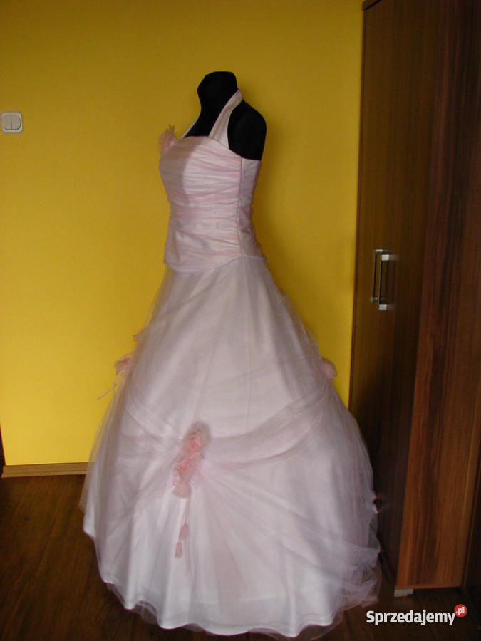 Biało różowa suknia ślubna 3840 Katowice