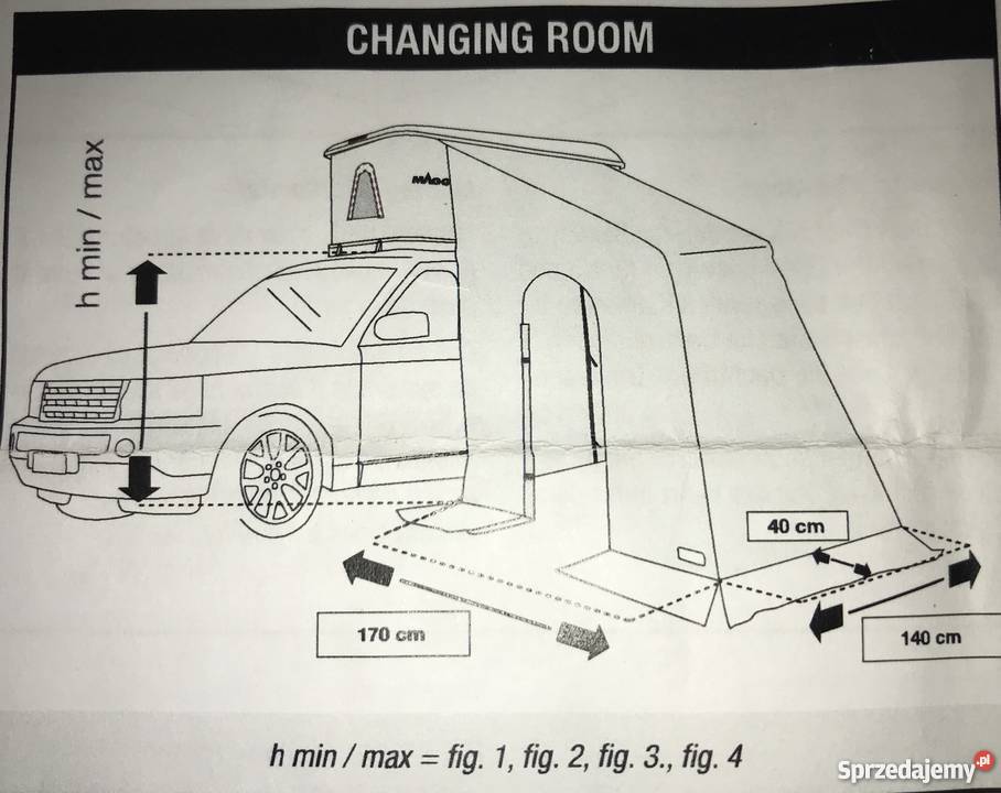 Przedsionek przebieralnia do namiotu dachowego