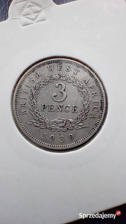 Stare monety 3 pens 1939 Brytyjska Afryka Numizmatyka podkarpackie Lesko