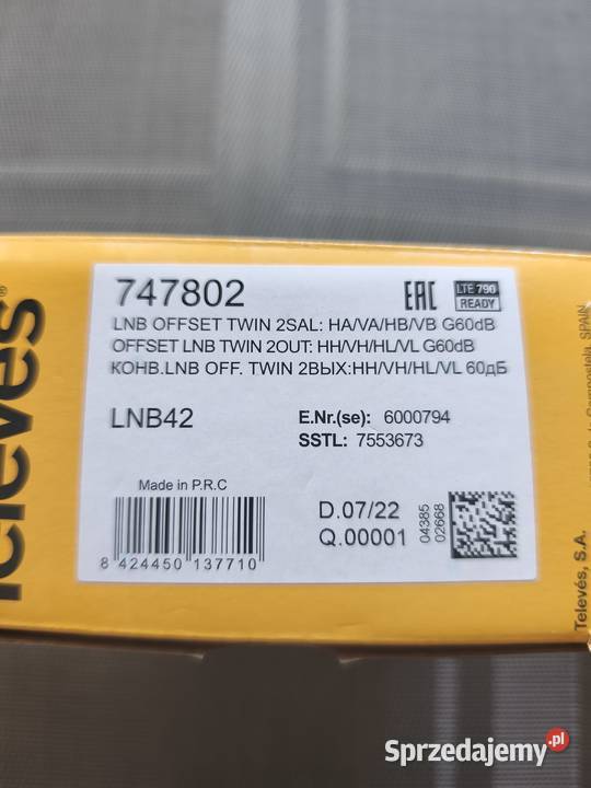 Konwerter satelitarny Televes Twin LNB747802 Kraków