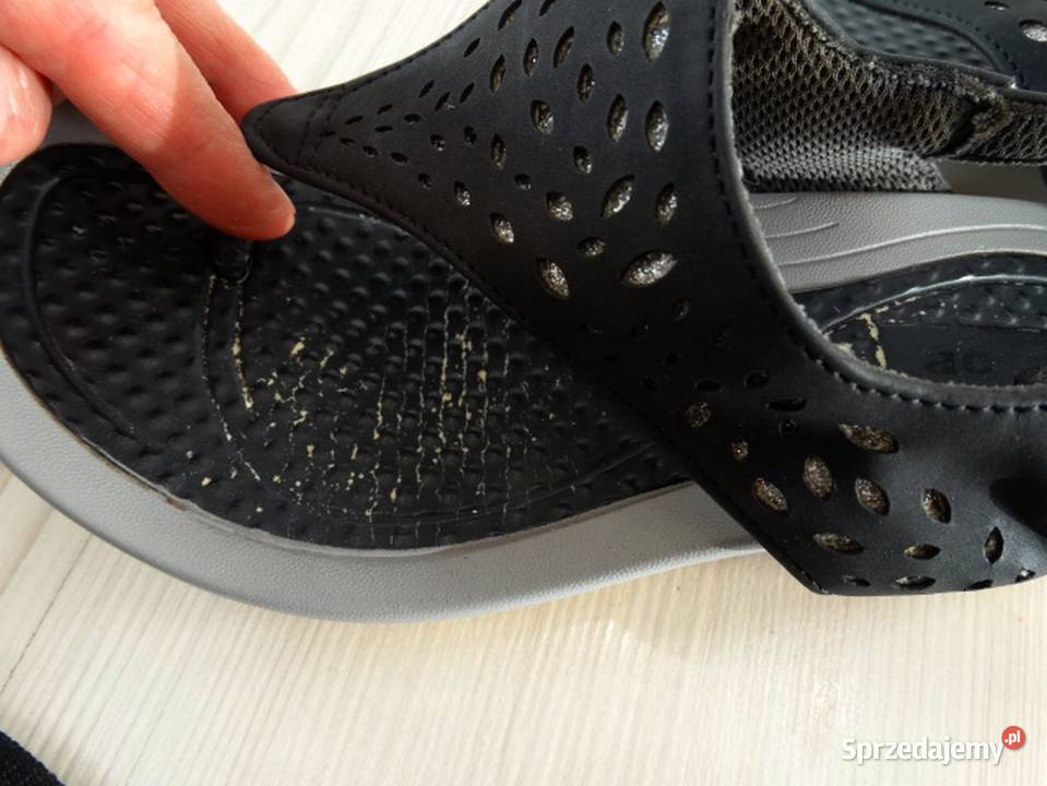 Buty Sandały Sportowe Japonki Czarne Ekoskóra Łomża