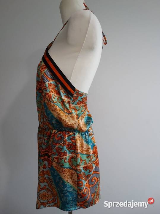 Kombinezon Krótki Scarf Print Dekolt Halter Łomża