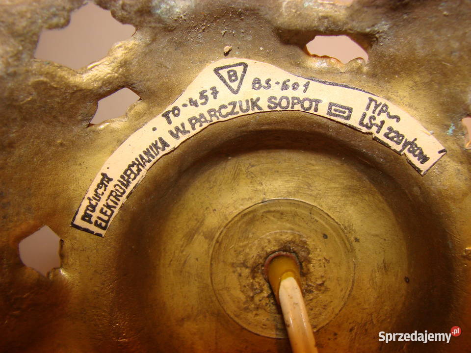 mosiężna lampa stołowa PRL Pruszcz Gdański