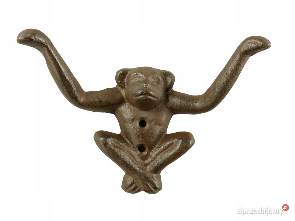 Wieszak żeliwny rustykalny małpka brązowy wielkopolskie Gizałki sprzedam
