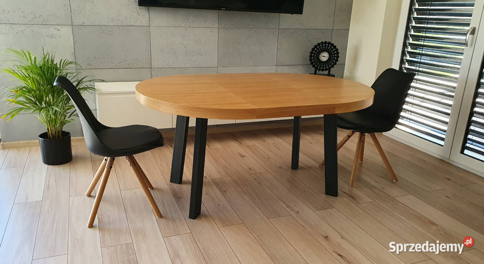 Nowoczesny stół dębowy okrągły rozkładany Loft 4 75cm sprzedam