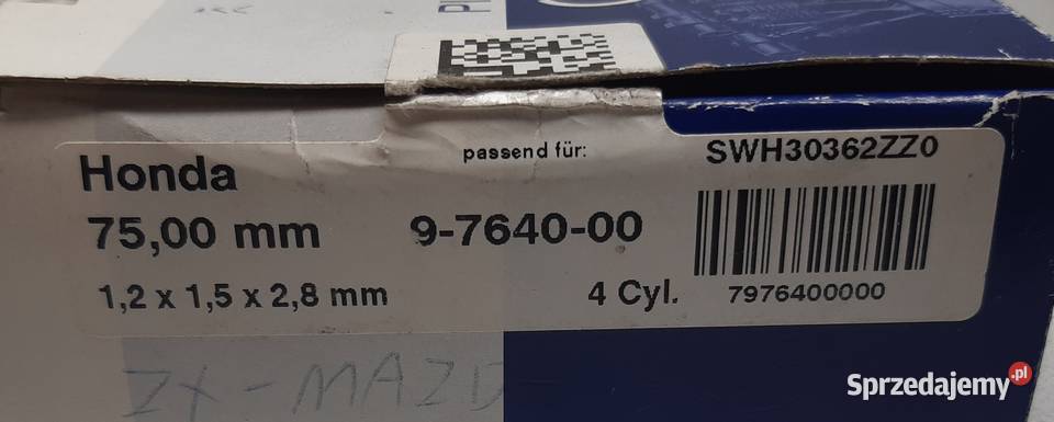 PIERŚCIENIE TŁOKA HONDA 15 16 16V D15 D16 8895 dolnośląskie Mielęcin
