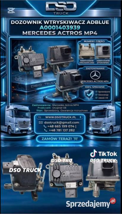 Dozownik adblue mercedes MP A0001403939 Zawichost
