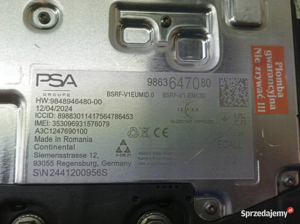 ANTENA KAROSERYJNA 9863647080 Peugeot 2008 II sprzedam