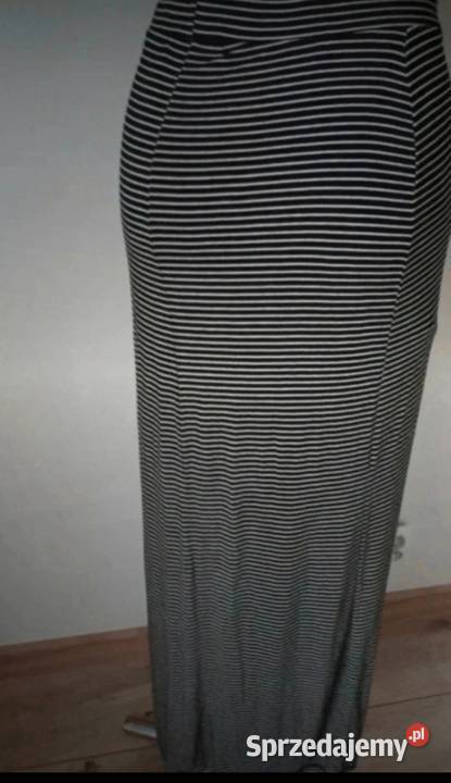 Spódnica długa czarna w paski ołówkowa jesień Krosno