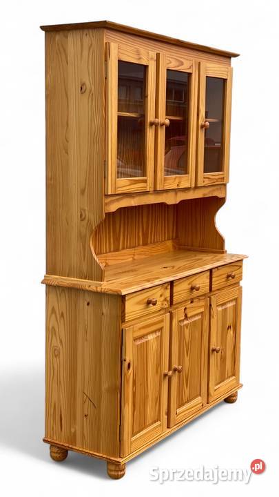 Sosnowy kredens kuchenny z witryną Gryfice