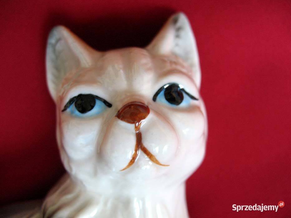 Kot kotek siedzi figurka stara porcelana 13 x 9 Siedlce
