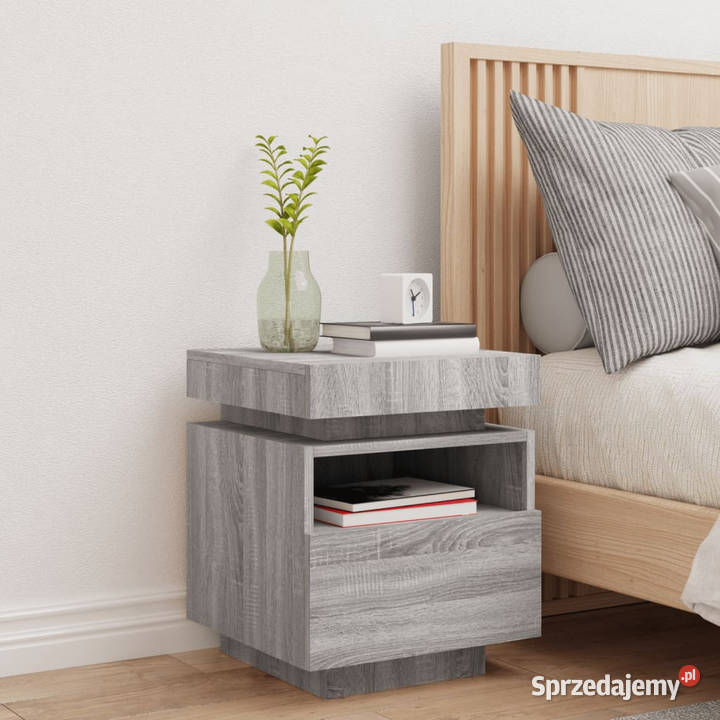 Szafka nocna z LED szary dąb sonoma 40x39x485 Warszawa