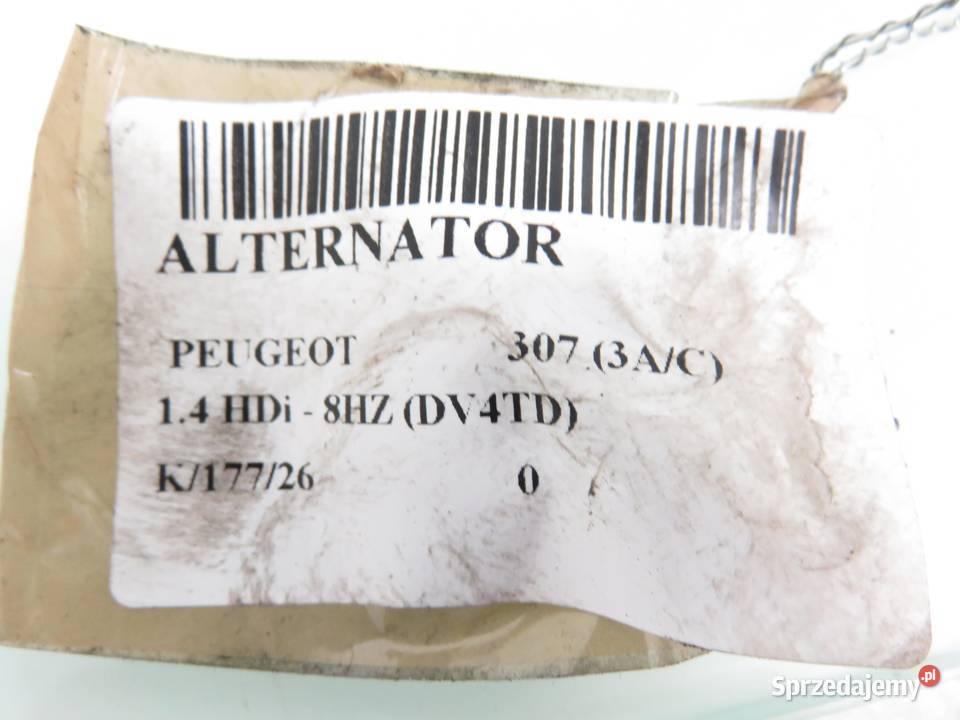 ALTERNATOR PEUGEOT 307 3AC 14 HDi 9646476280 osobowe