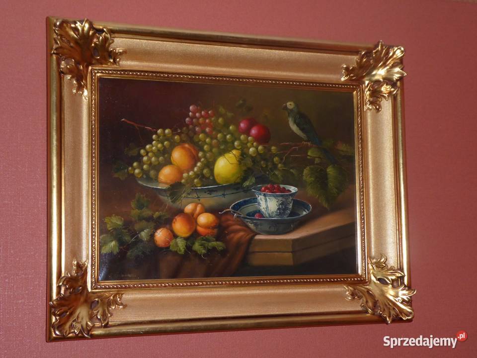 OBRAZ OLEJNY pt Owoce z filiżanką sprzedam
