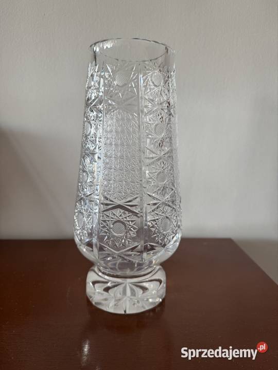 Wazon kryształowy z czasów PRL ciężki wysoki 255
