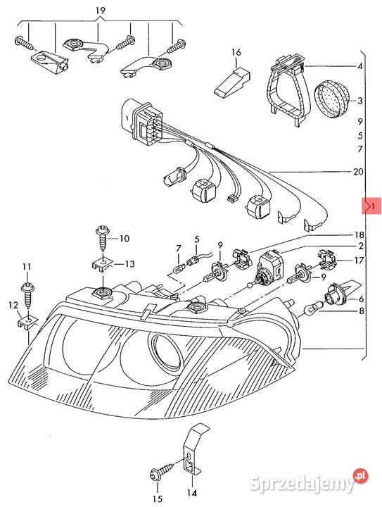 LAMPA PRAWA PRZEDNIA PRZÓD VW PASSAT B5 LIFT osobowe Lampy przednie