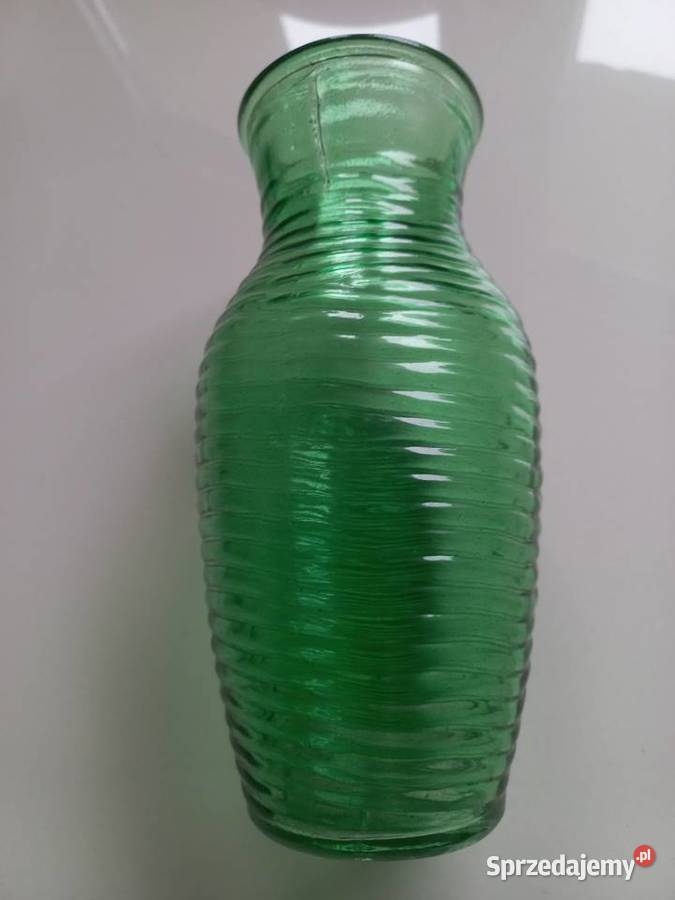 Wazon zielone szkło PRL Toruń