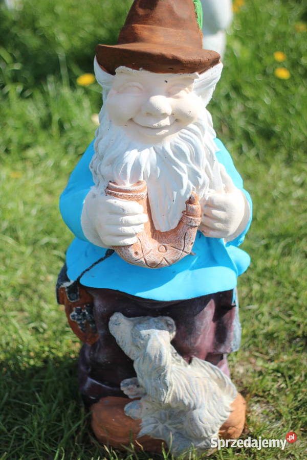 Figury rzeźby ogrodowe krasnal z pieskiem Goliszów sprzedam