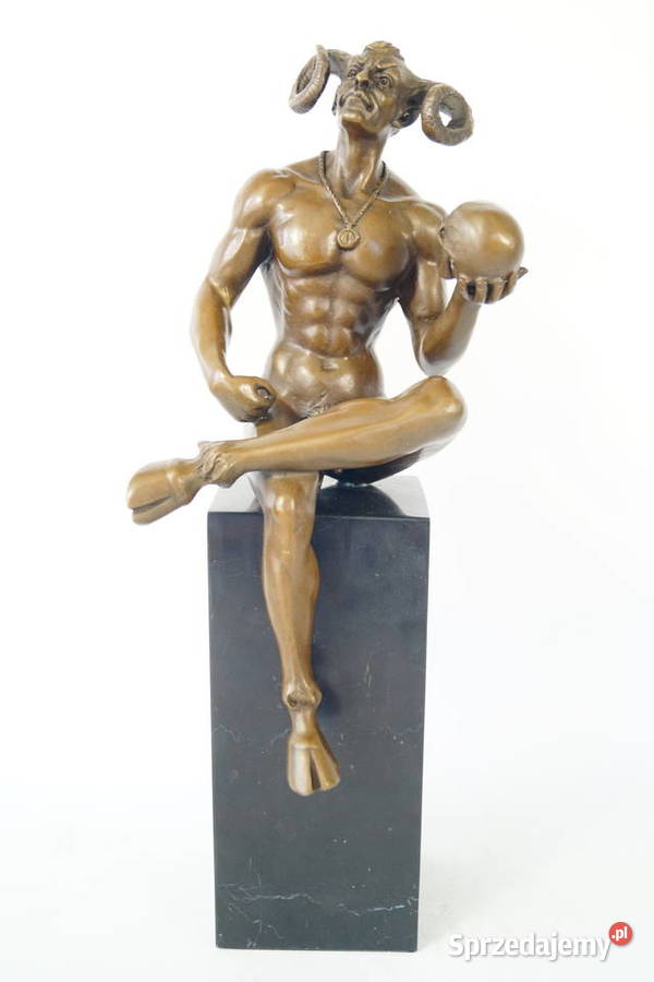 Figura z brązu rzeźba Lucyfer z czaszką Antyki Gizałki