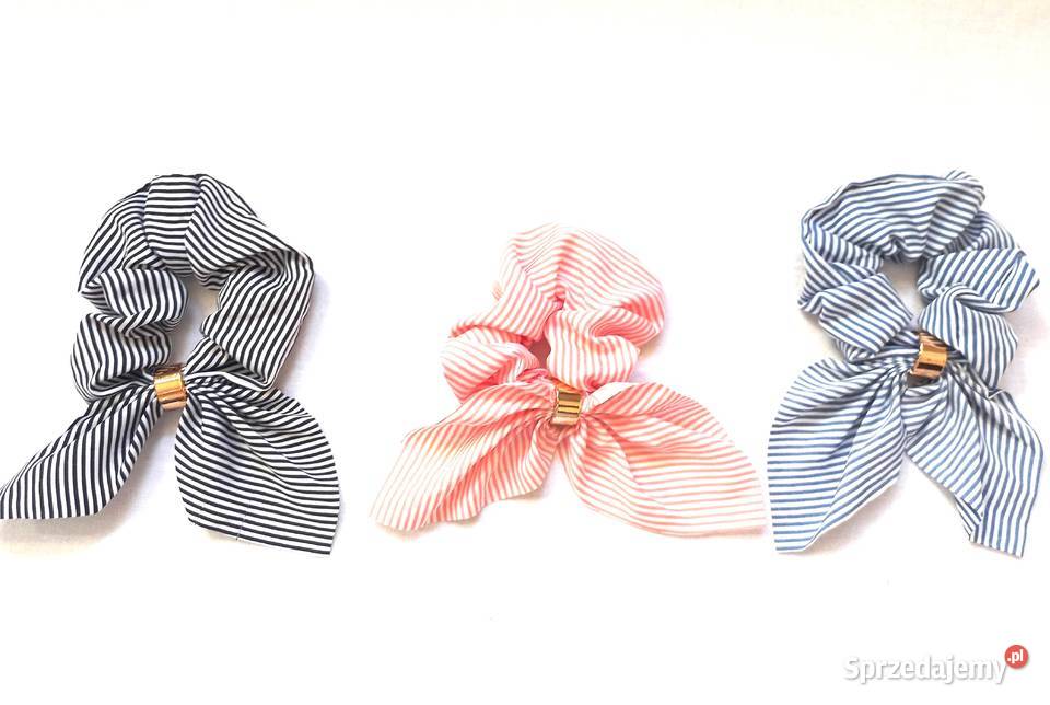 Gumka do włosów Scrunchie PASKI kpl3 NOWE