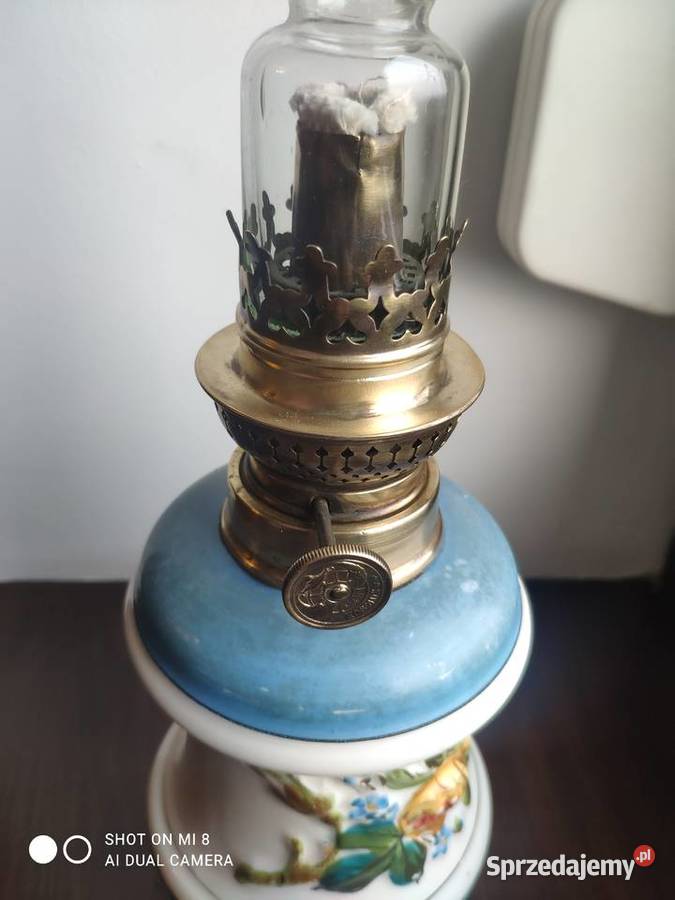 Stara francuska porcelanowa lampa naftowa 56 Antyki Kraków