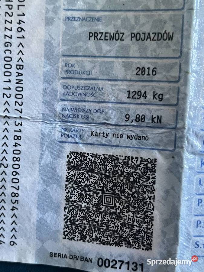 Przyczepa laweta 2016 do remontu 2000dmc Karpacz