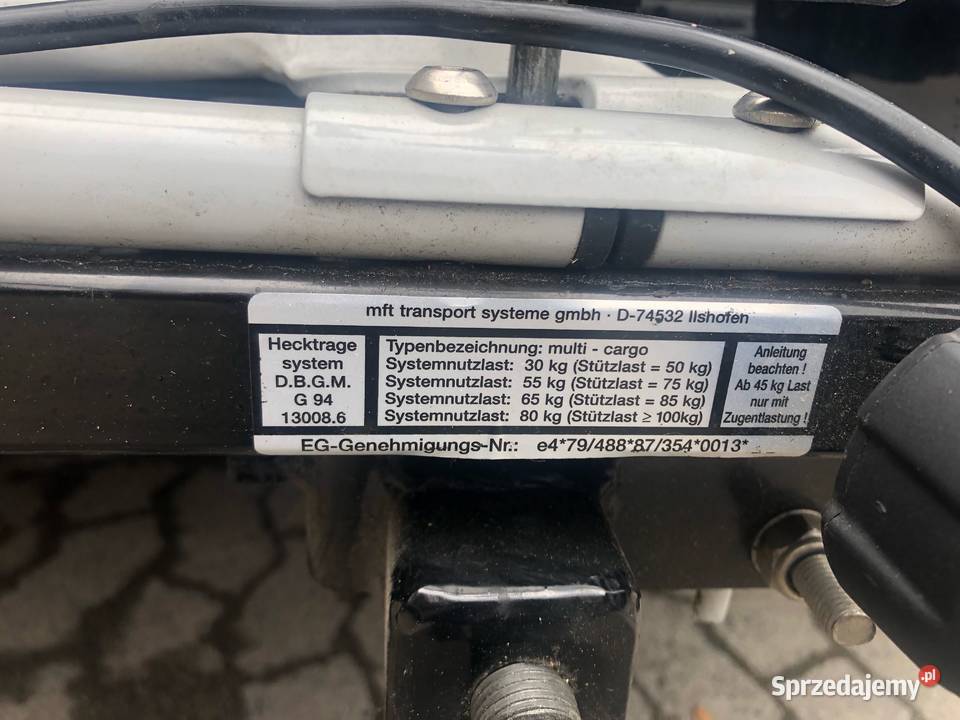 Bagażnik na 4 towery uchylny montowany na Hak Głogów Małopolski