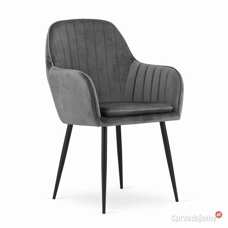 Krzesło LUGO aksamit ciemny szary nogi czarne x podlaskie