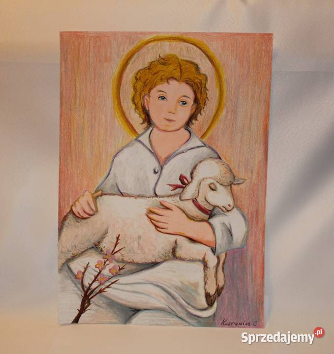 Obraz pastele olejne Pan Jezus z barankiem na Stare Miasto