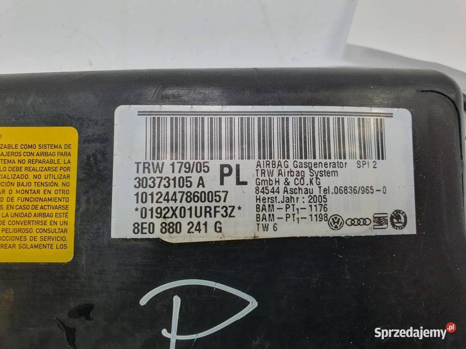 PODUSZKA AIRBAG AUDI A4 B7 8E0880241G Lipno