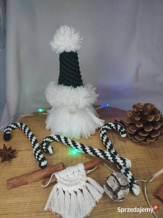 Makrama mikołaje figurki dekoracje wnętrz święta wielokolorowy sprzedam