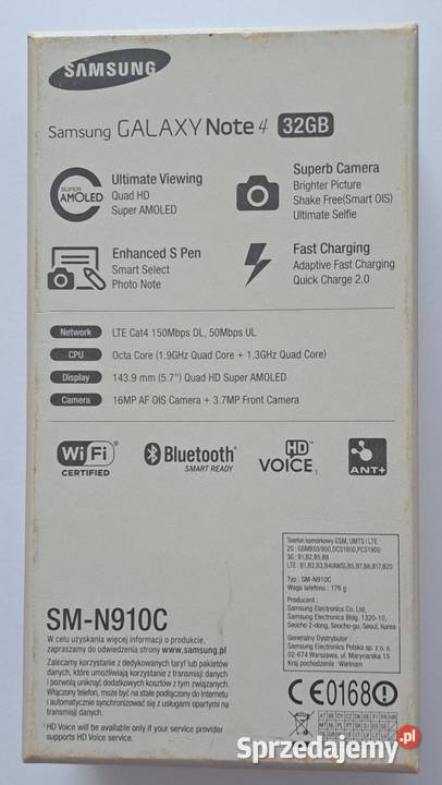 Telefon Samsung Galaxy Note 4 SMN910C 57 32 lubuskie Zielona Góra
