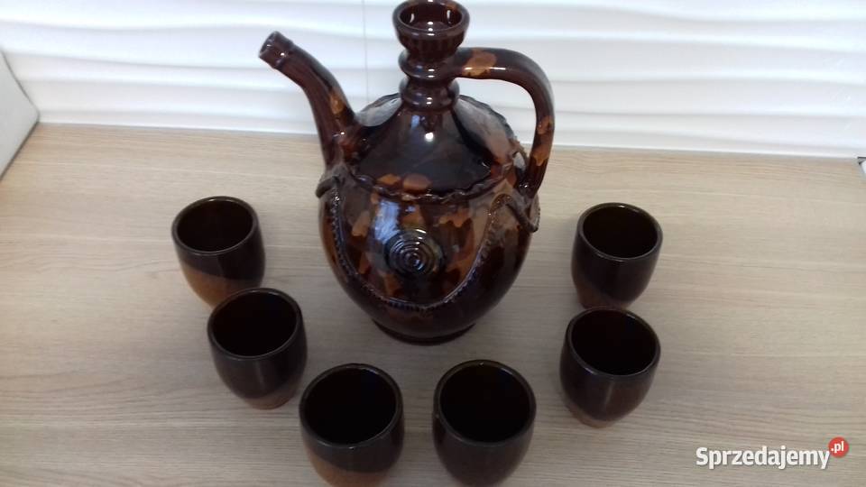 Dzban z czarkami do wina ceramika bułgarska Kraków