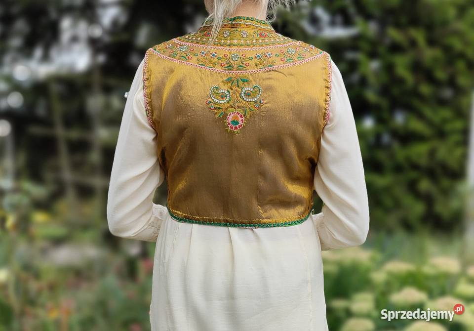 Złota kamizelka bolerko gorset S 36 etno folk zachodniopomorskie Szczecin