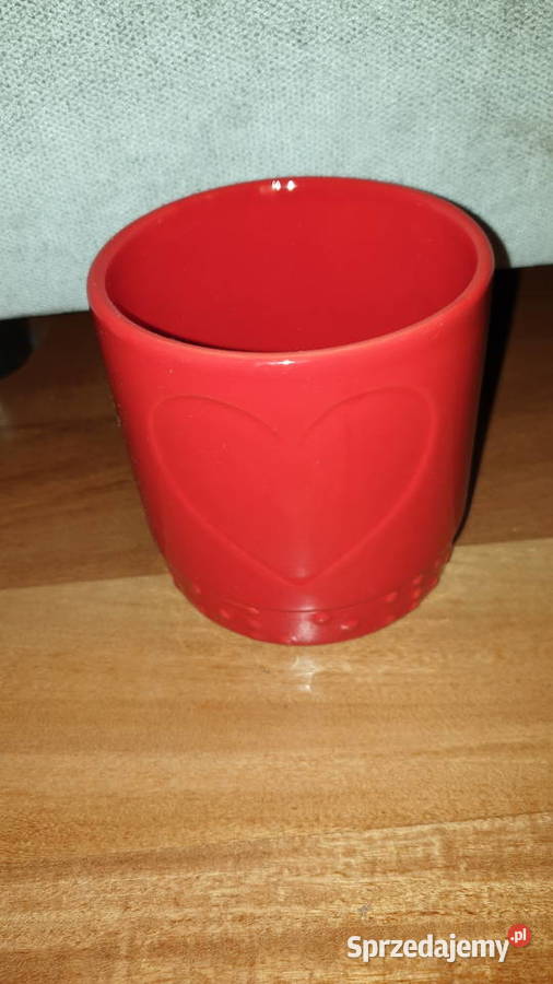 Osłonka doniczka ceramiczna czerwona z sercem z Warszawa
