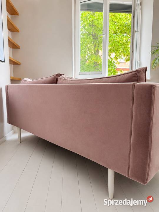 Sofa welurowa Dusty Pink glamour skandynawska Frampol