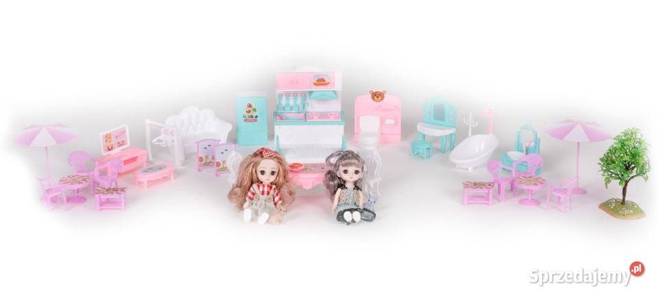 Duży domek lalek z ogrodem Villa meble lampy LED Bielsk Podlaski