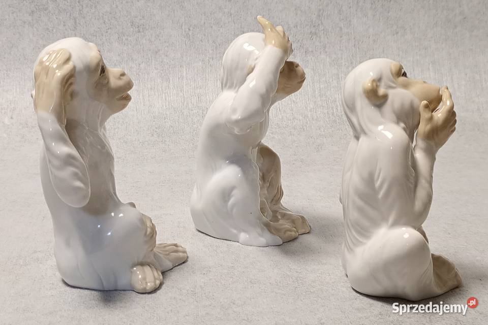 TENGRA Porcelanowe figury Małp Małpa Trzy Mądre Jawor