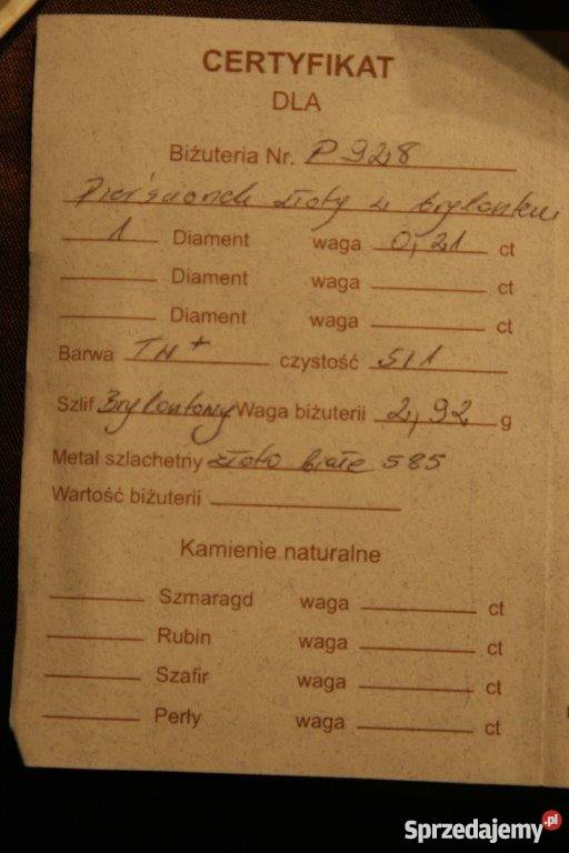 Pierścionek z brylantem Schubert brylant super dolnośląskie Wrocław