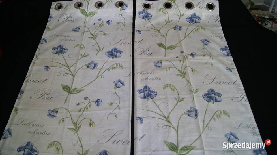 Zasłony SHABBY CHIC napisy kwiaty przelotki 2kpl Dobroszyce