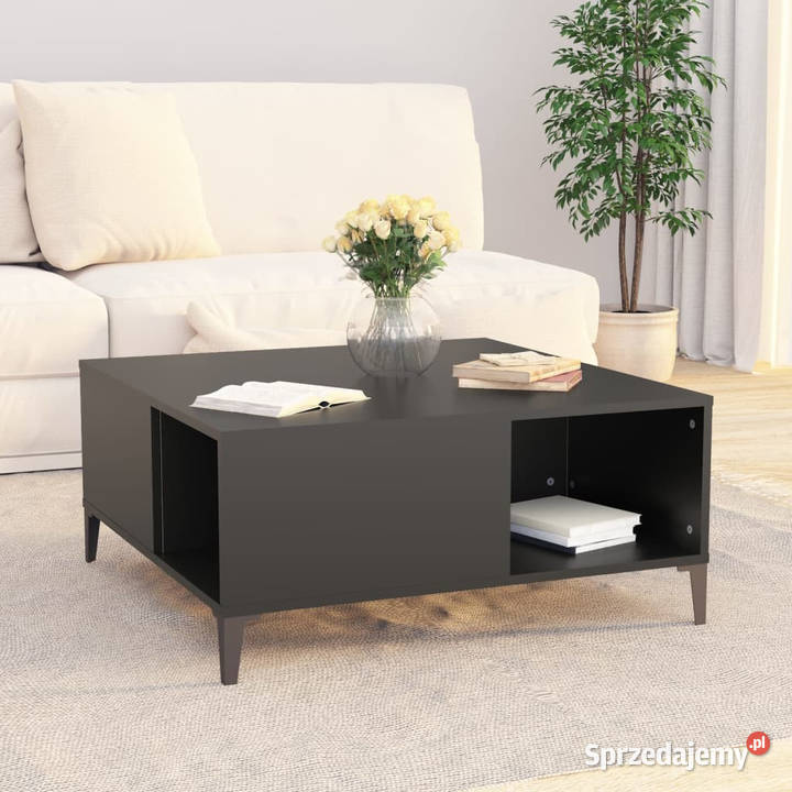 Stolik kawowy czarny 80x80x365 materiał Warszawa