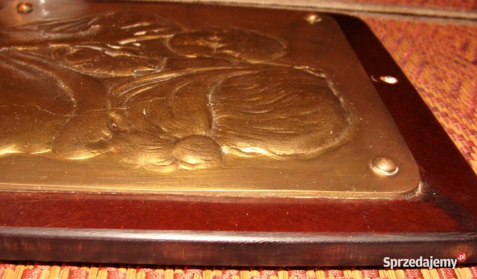 Plakieta secesyjna z mosiądzu Macierzyństwo łódzkie Łódź