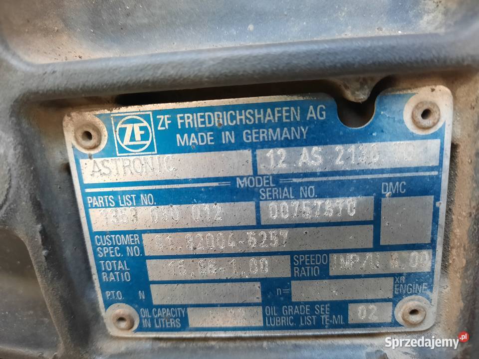 Skrzynia biegów Man TGS 12 AS2130TD ciężarowe Układ napędowy Staszów