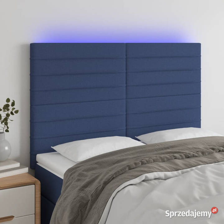 Zagłówek do łóżka z LED niebieski 144x5x118128 mazowieckie Warszawa
