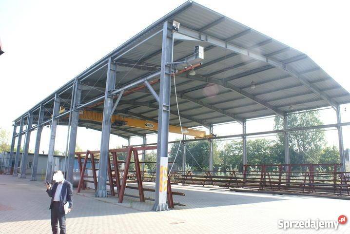 licytacja stalowa wiata magazynowa z suwnicą 63T Kościan